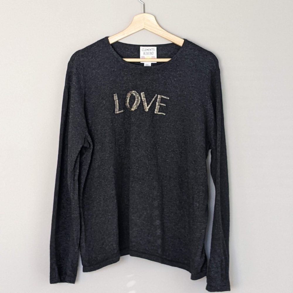 Clements Ribeiro Pop beaded LOVE wool cashmere blend sweater size M - L
